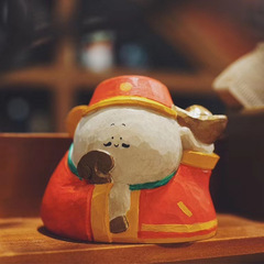 朴坊大美術館小神仙祈福小木雕桌面擺件神仙財神月老余衍林防脫髮