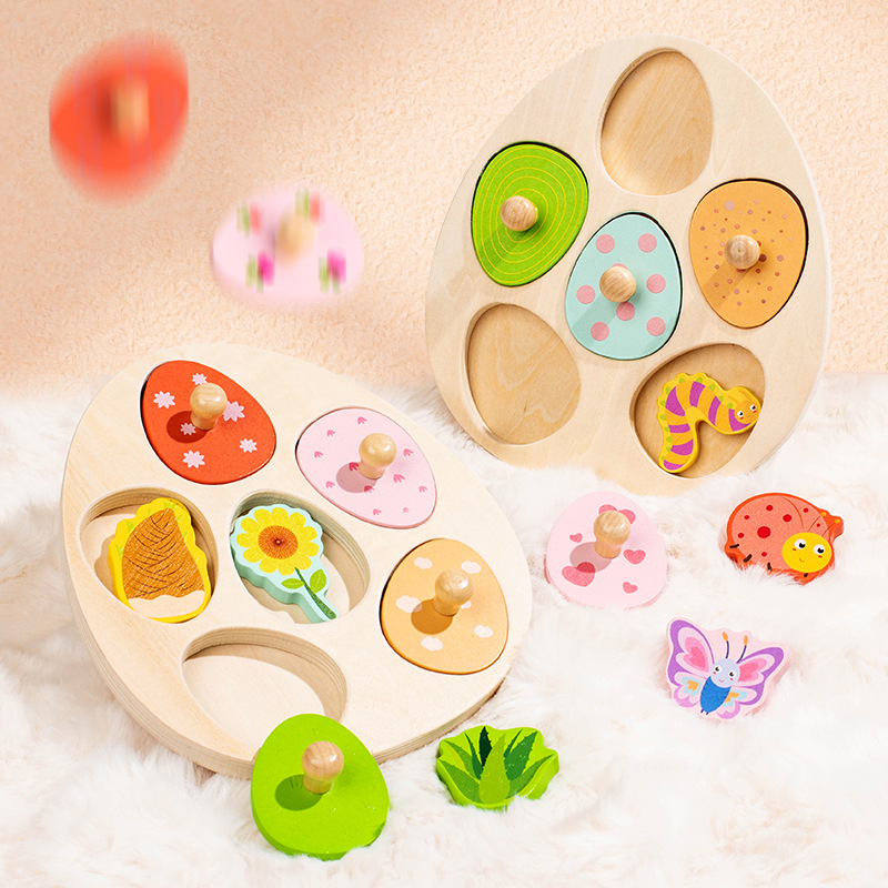 Educación temprana para niños Tablero gráfico geométrico de madera Montessori Baby Juguete educativo Color y forma Panel de agarre cognitivo