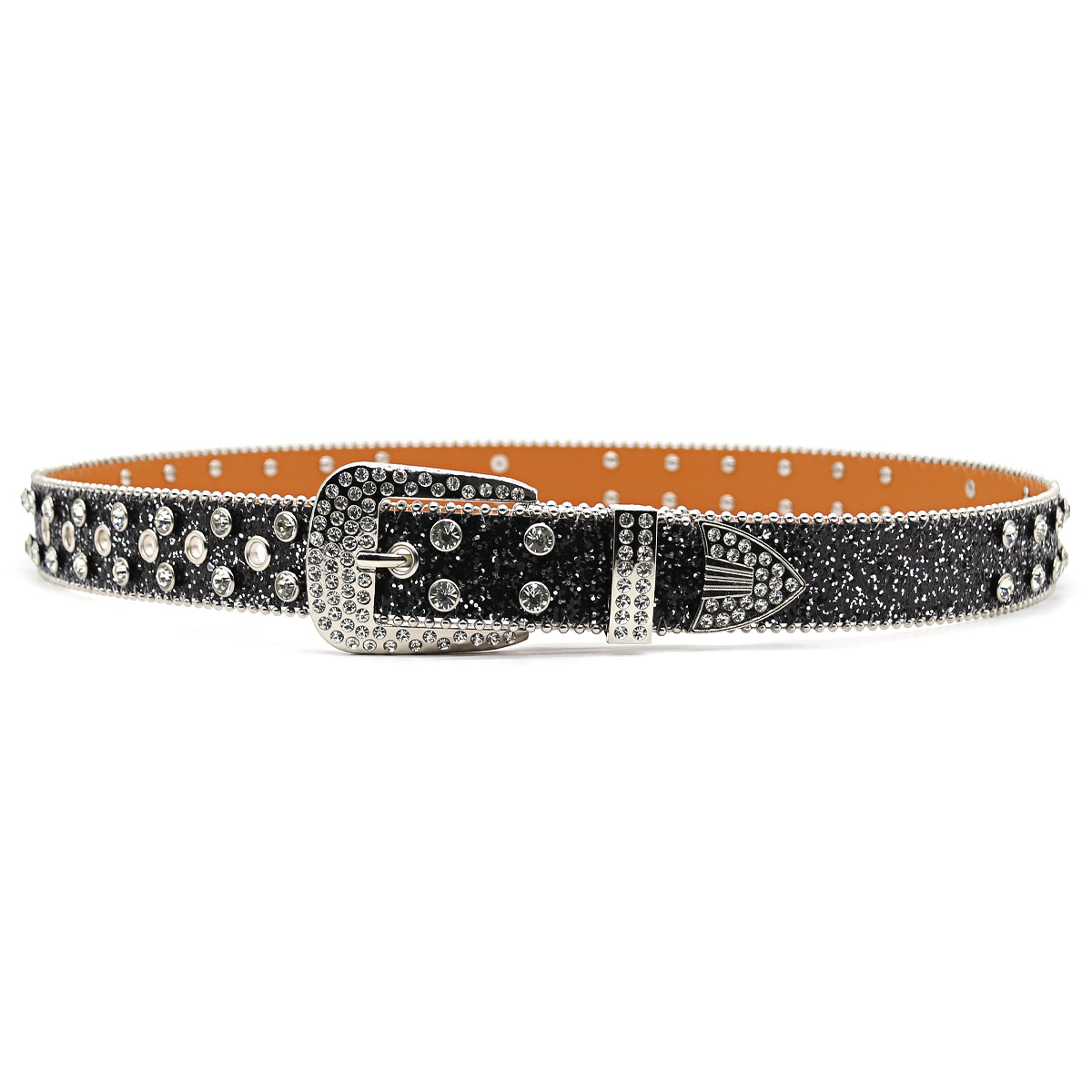 European And American Cross-Border Rhinestone Belt For Men, Inlaid With Sparkling Rhinestones, Hip-Hop Punk Style,_voghion.com