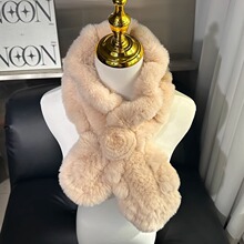 兔毛皮草围巾女獭兔毛编织荷叶边真毛围脖冬季保暖韩版百搭新款
