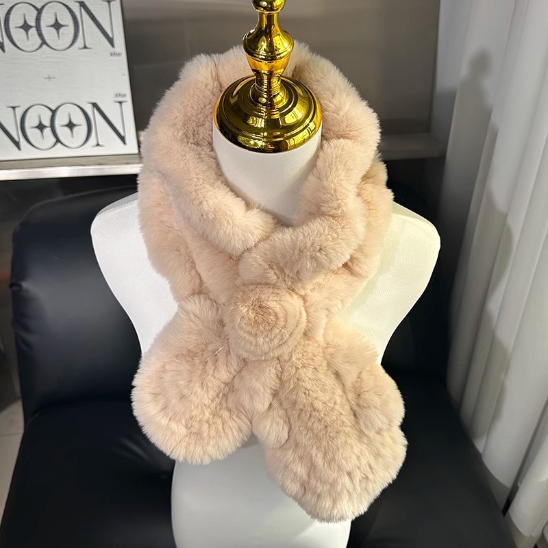 兔毛皮草围巾女獭兔毛编织荷叶边真毛围脖冬季保暖韩版百搭新款
