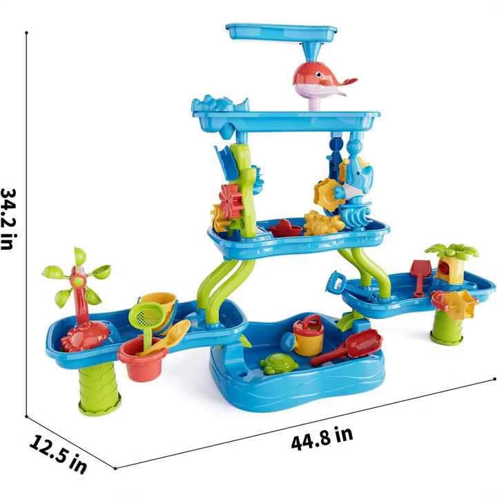 Mesa de playa transfronteriza, juguetes para niños, interior al aire libre, mesa de agua de playa de cinco pisos, juguetes educativos interactivos para padres e hijos al por mayor