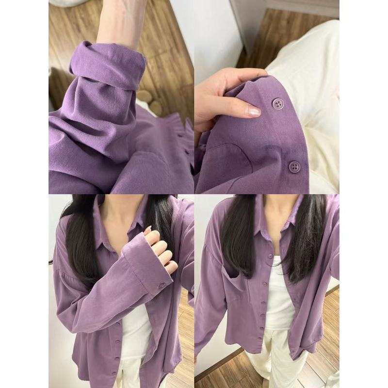 100%纯棉法式时尚衬衫女叠穿夏季薄款百搭显长袖衬衣防晒衣开衫|undefined