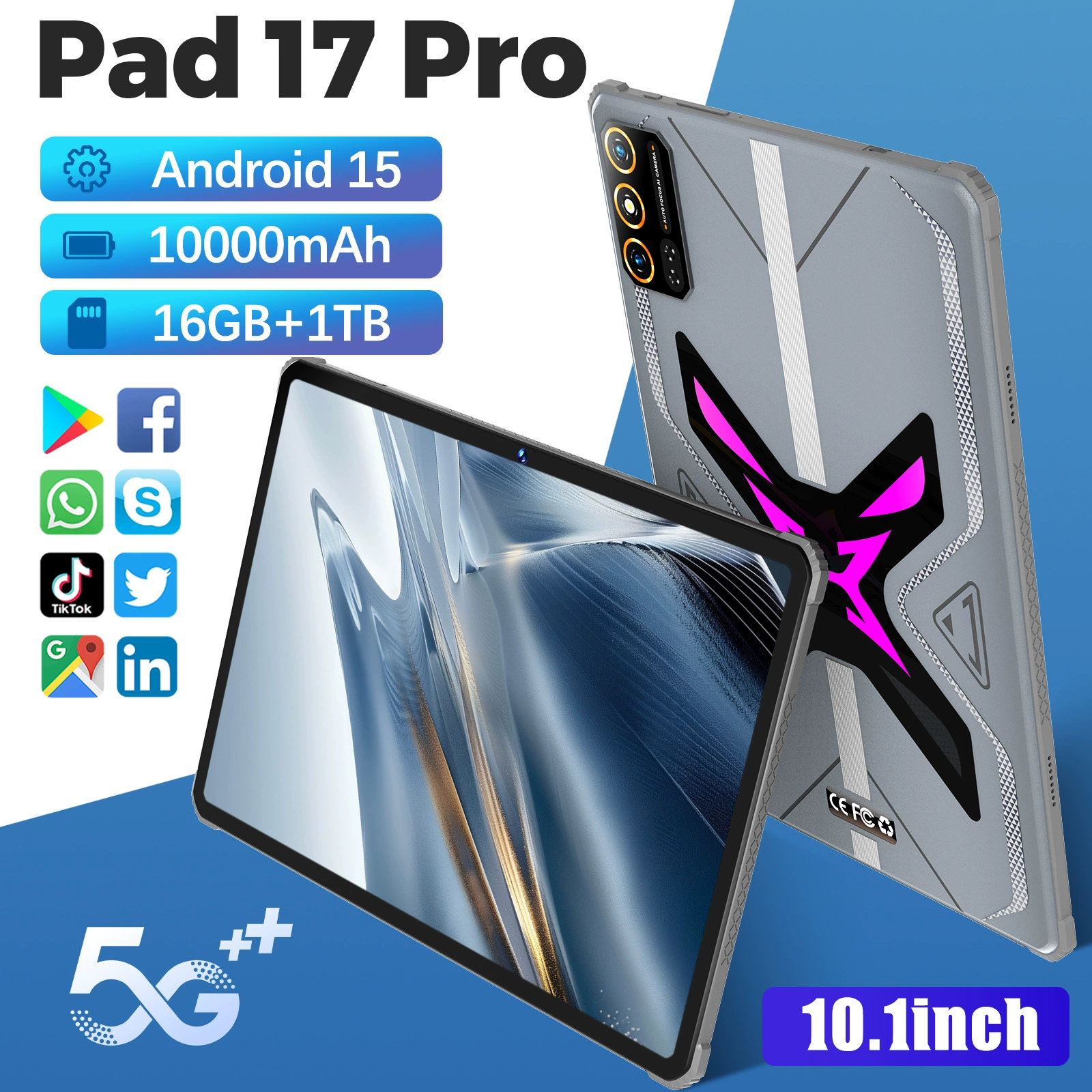 Планшет Pad17 Pro 5G с модулем расширения, полноценный доступ к сети, Google Store, загрузка приложений, видеозвонок и фото