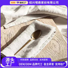 跨境爆款水洗皱全棉风餐巾口布婚礼餐厅宴会餐垫简约布艺餐巾