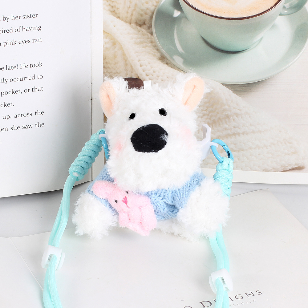 Abeja perrito muñeco de peluche para teléfono móvil clip mochila niña compras bolsa de teléfono móvil dibujos animados lindo cachorro colgante