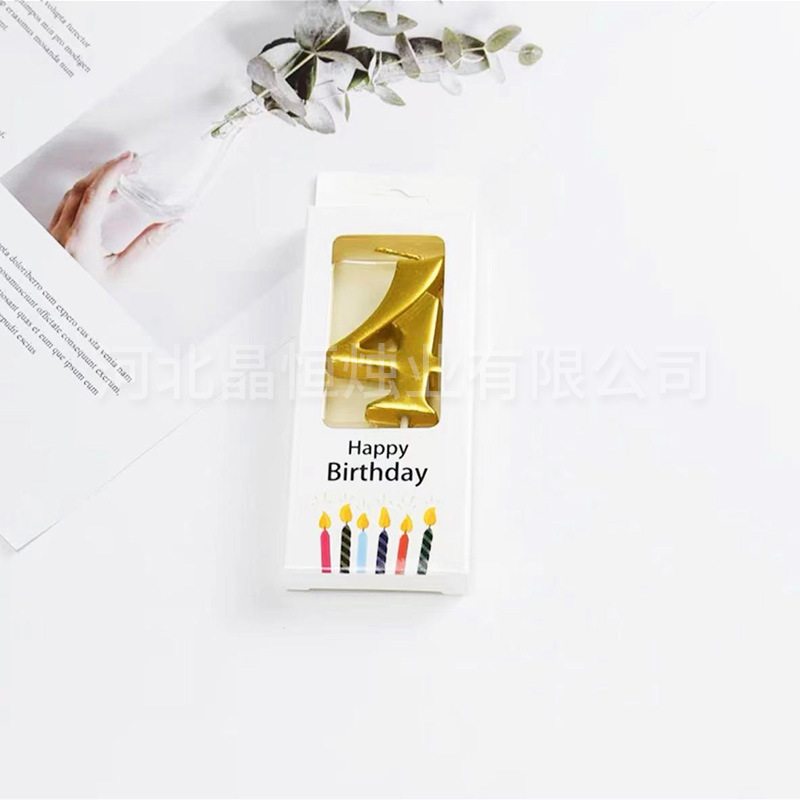 金メッキデジタルキャンドル誕生日パーティーケーキ装飾金銀色輝く時空0-9デジタルキャンドルボックス