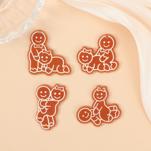 Cross-border hot selling acrylic Christmas fun GINGERMAN earring necklace keychain bag pendant