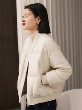 海宁羽绒服女年冬季新款棒球领加厚绵羊皮外套