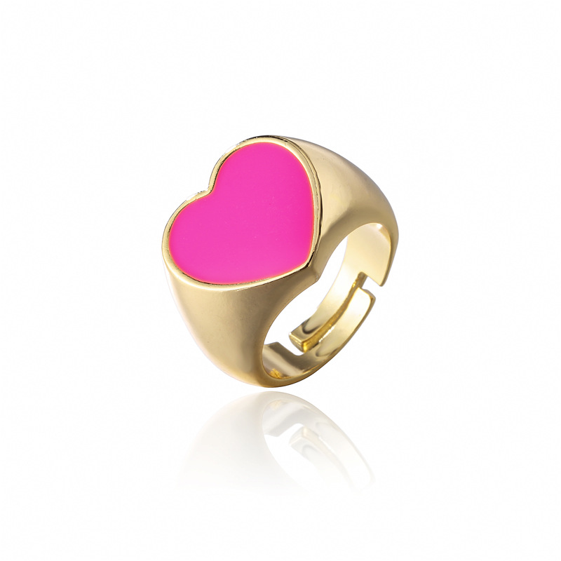 fashion color dripping heart copper plated 18K gold ring
