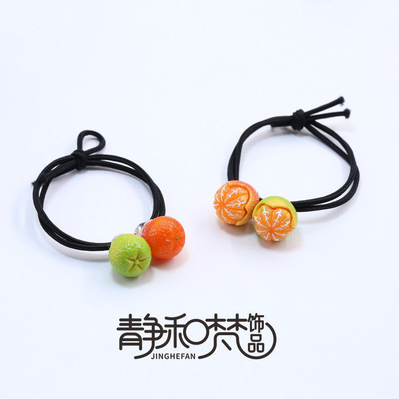 Double orange hair band bracelet for boyfriend hand rope simulation fruit head rope tie hair cute orange rubber band headdress