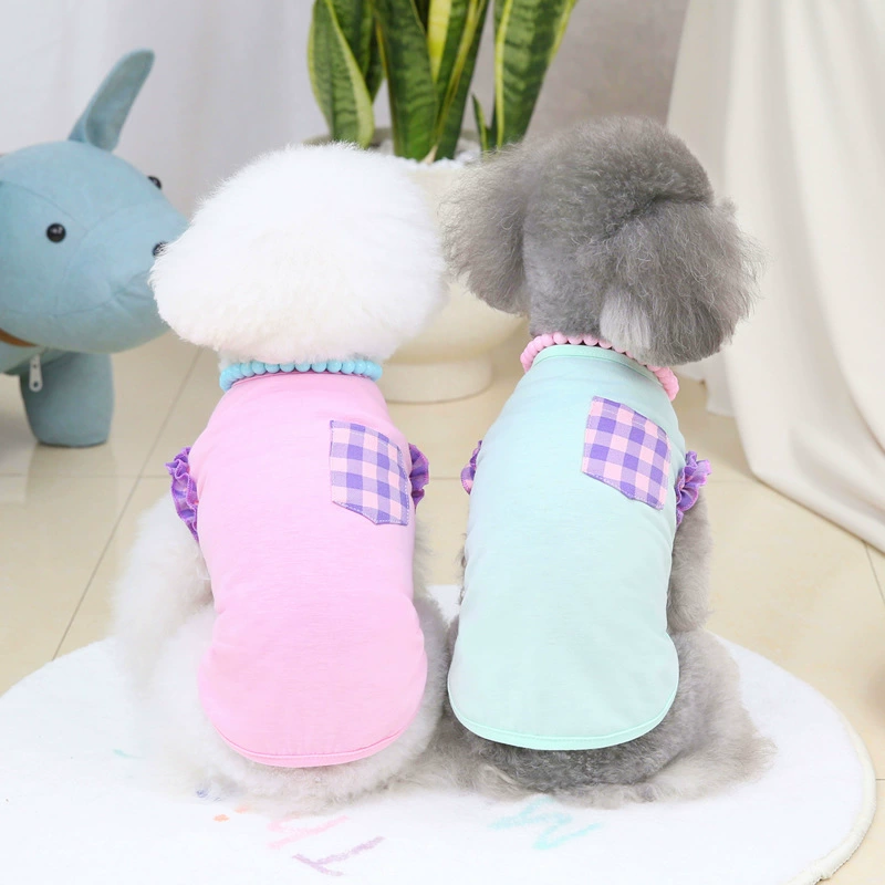 Одежда для домашних животных Одежда для собак весна и лето жилет одежда для домашних животных кошка одежда 22 плед Карманный жилет оптом