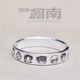 名侦探柯南卡通戒指男女小众简约设计开口指环个性动漫头像食指戒