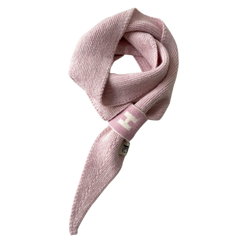 Lana de punto pequeña bufanda para las mujeres otoño e invierno estilo coreano versátil perezoso Cruz engrosada caliente cuello protección bufanda oído toalla