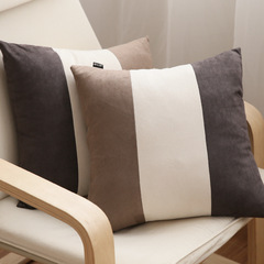 Cotton Soft Faux Fur Patchwork Color Throw Pillow Two-Sided Pillowcase Luxurious Velvet Sofa Cushion Office Conference Room Waist Support