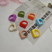 外贸新款戒指女方形彩色时尚手饰夸张日韩迷你指环日韩树指圈批发
