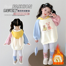 2025新款洋气宝宝加绒加厚儿童中小童女童两件套套装可爱秋冬季