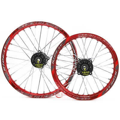 Hub: 70/100-17 inch aluminum wheels - 1714-front-and-rear-wheel-hubs-12mm-axle-core-red-aluminum-rim-model