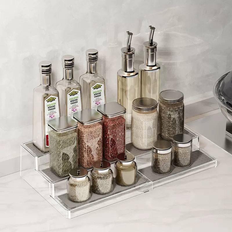 调料置物架家用厨房伸缩阶梯架桌面手办盲盒收纳多层展示架收纳架