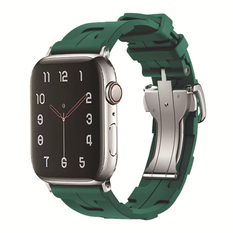 Подходит для Apple Watch 9 / Apple Watch Hermes силиконовый ремешок с складной бабочкой Caps Ultra SE