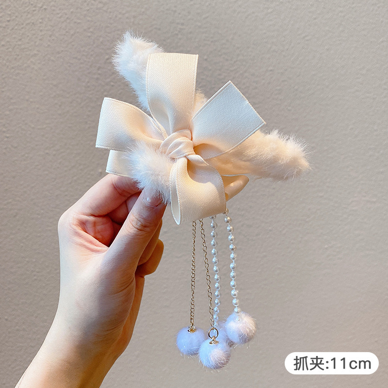 Clip de felpa para mujer, sensación de alto nivel, horquilla de pelo grande, mucho clip de tiburón, temperamento de otoño e invierno, horquilla, tocado