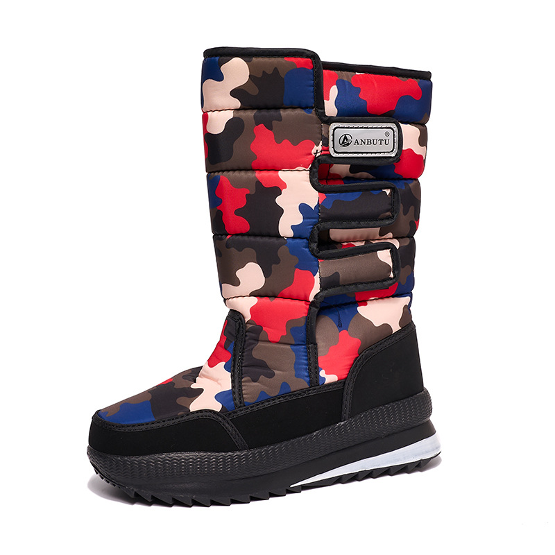 Botas de nieve rusas para comercio exterior, para hombre y mujer, talla grande, forradas con forro polar, gruesas, cálidas, antideslizantes, de algodón para exteriores.