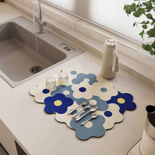 Kitchen countertop drain mat, flower bar mat, wash basin diatom mud absorbent mat, no-wash dishware, mildew-proof placemat