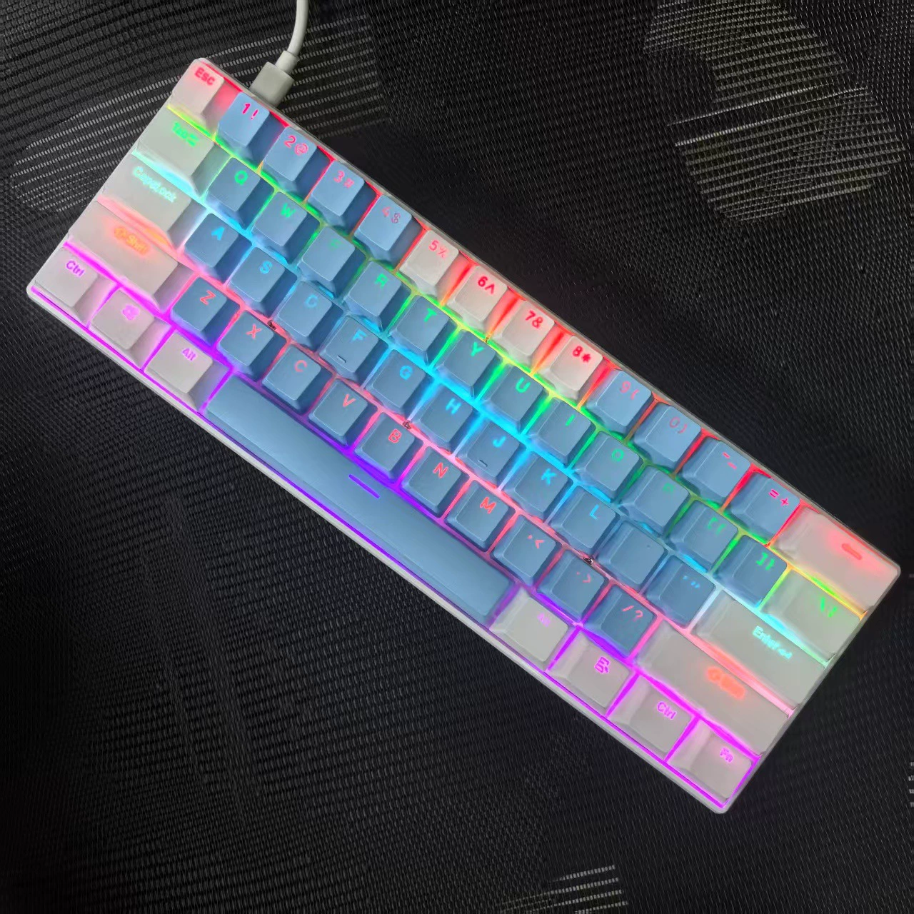 Mechanical Keyboard H61, Wired RGB Mixed-Light, Green/Red/Blue/Tea Switch Options, Compact