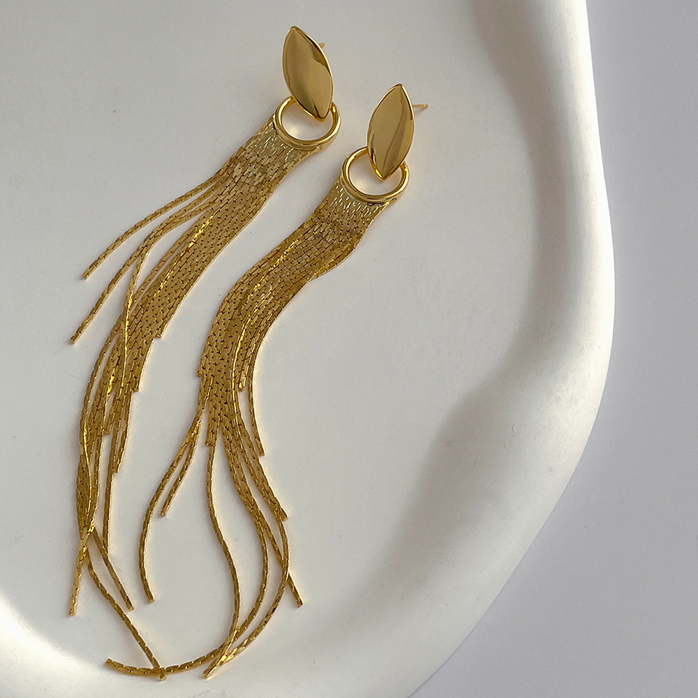 Fashion Geometric Copper Tassel Dangling Earrings 1 Pair