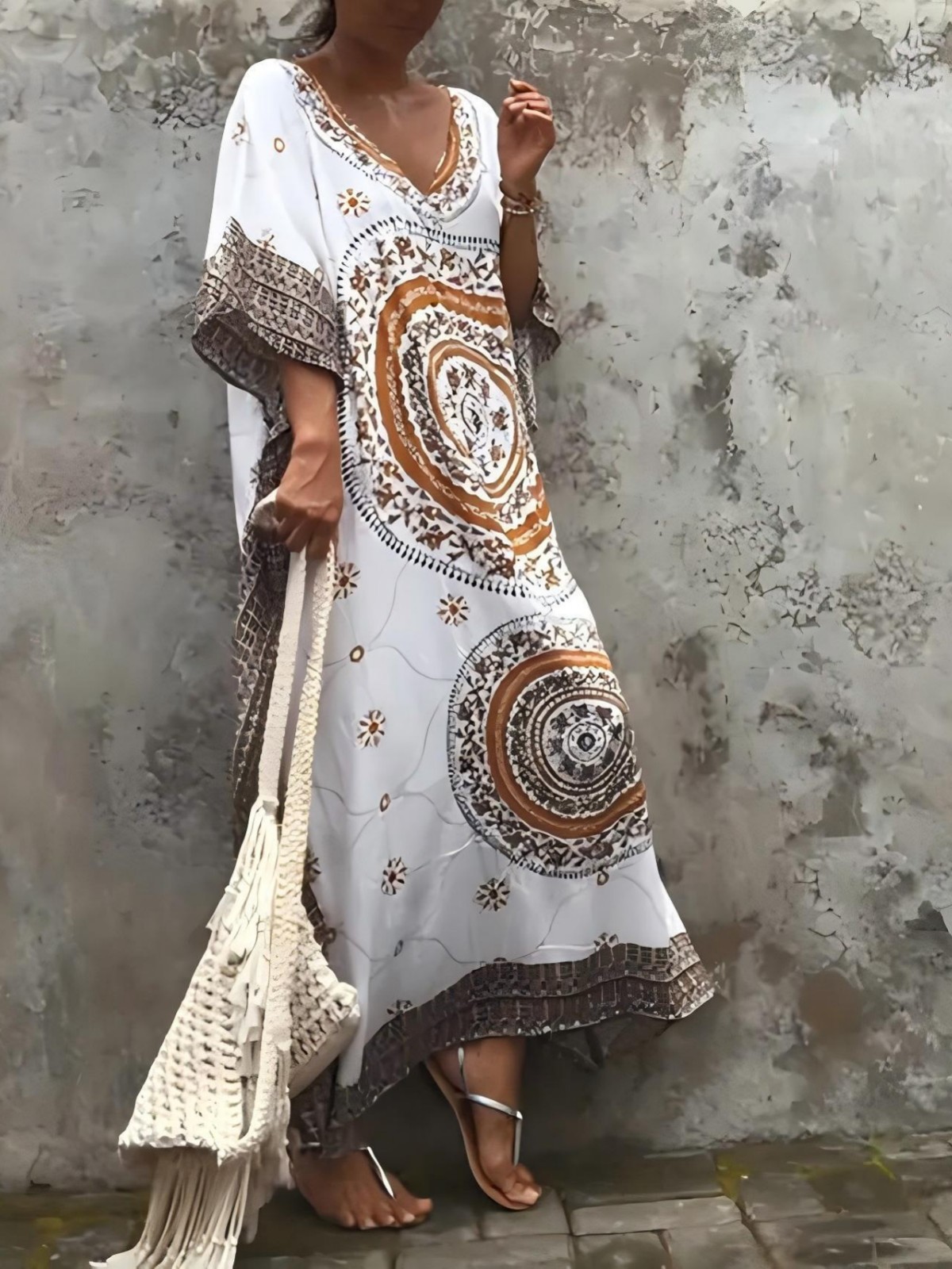 Explosiones transfronterizas de impresión nacional de arena de algodón, camisa de playa de algodón, túnica turca M5