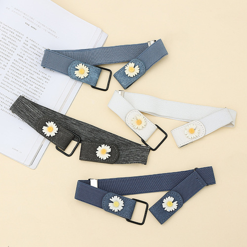 Invisible beltless traceless lazy person pants belt summer stretch elastic jeans belt for women decoration ins style men fashion