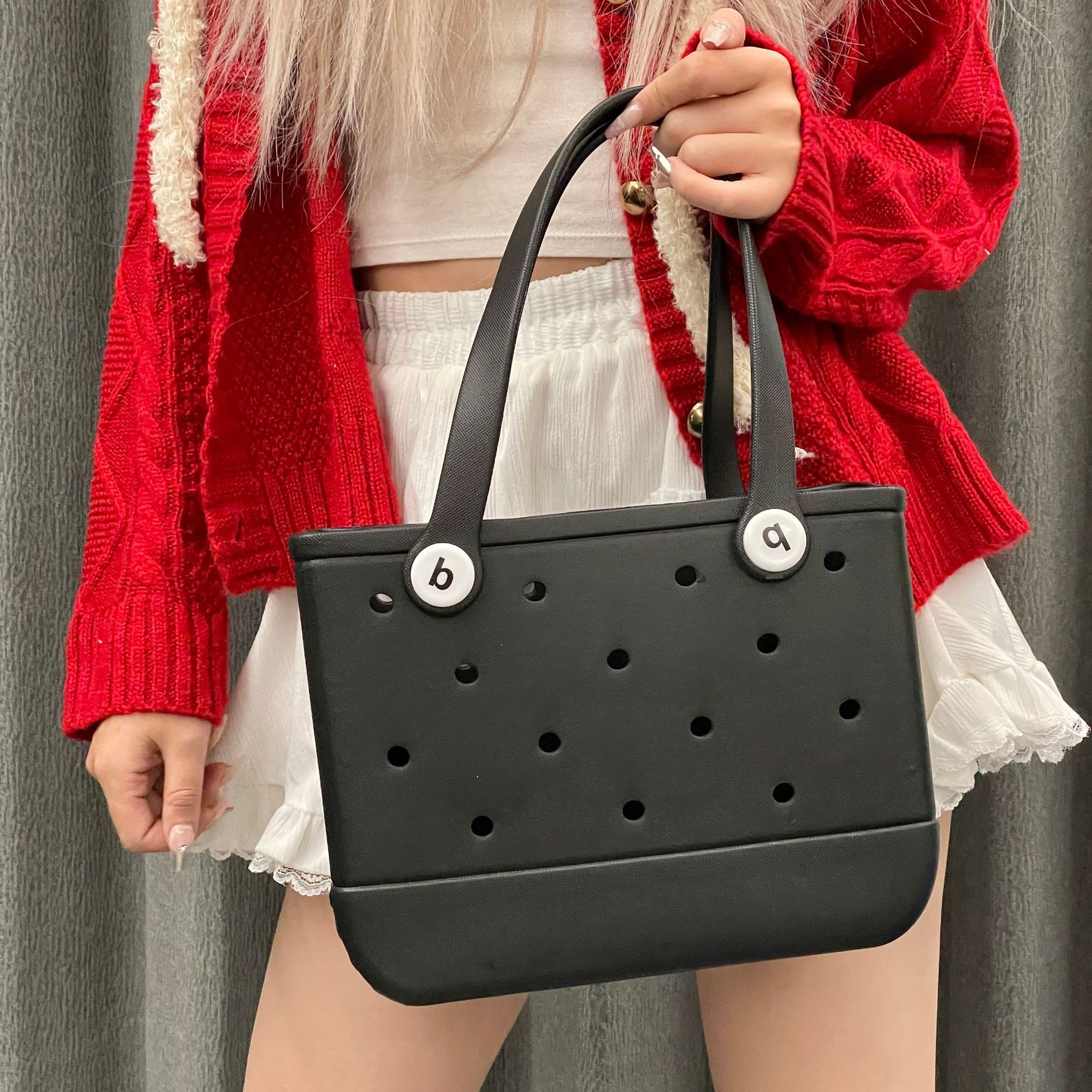 840g Weight Open Closure Type Double Handle Strap Type Tote Bag Bags Type Casual Occasion EVA Material Solid Color Pattern Spring&Summer Season Women's Gender Streetwear Style Square Shape Medium Size Women's Medium EVA Solid Color Streetwear Square Open Tote Bag 23