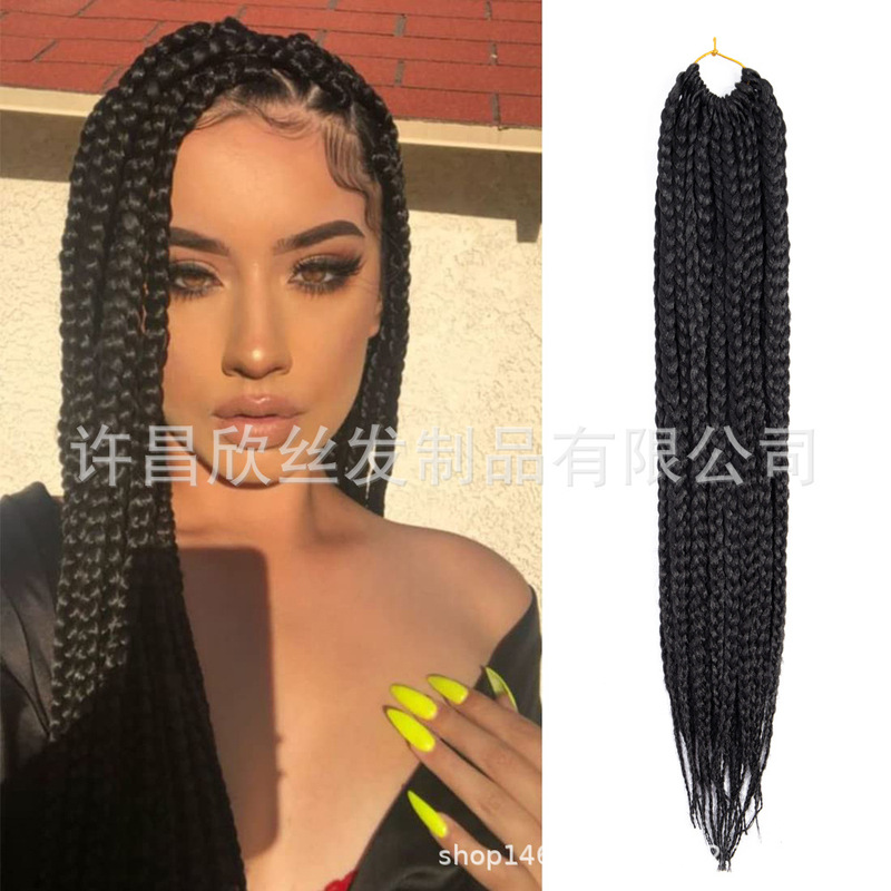 Xuchang Export Wig 18 Inches 22 Box Biaids Crochet Hair Slim Three-Strand Braid Wig