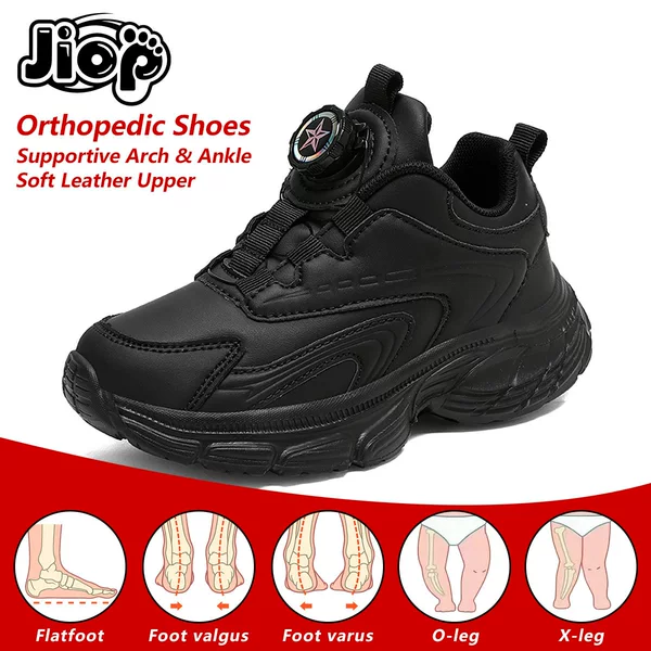 Jiop Kids Black Corrective Sneakers: Flat Foot Relief & Arch Support