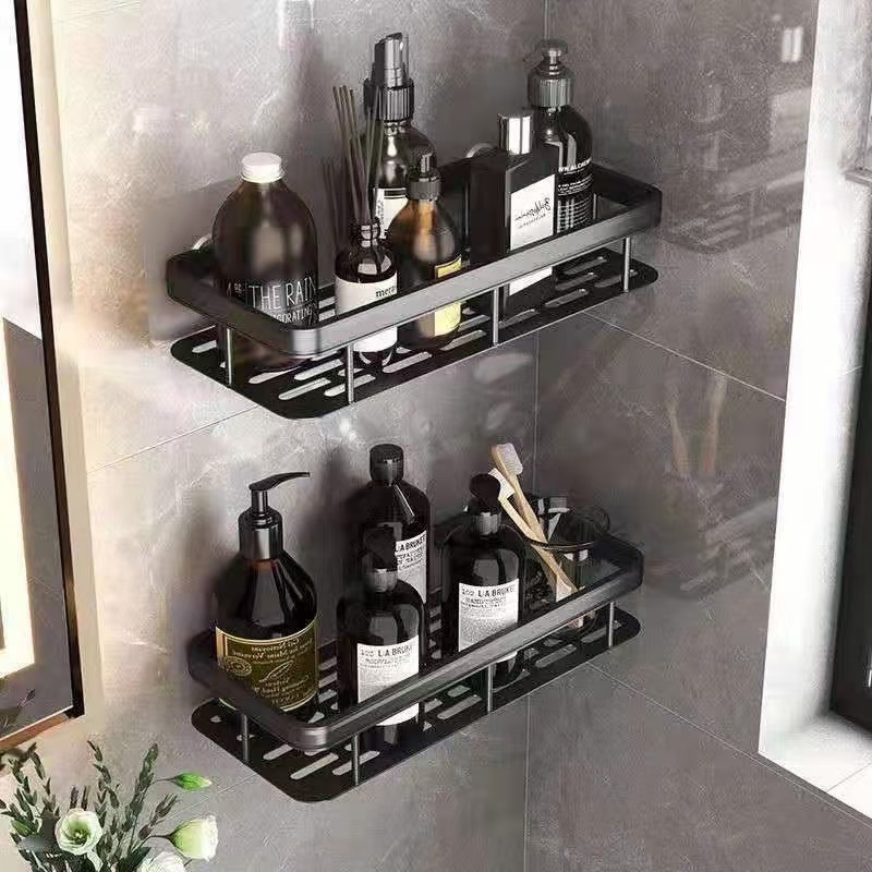 Space Aluminum Punch-Free Bathroom Storage Rack for Shower and Toilet, Wall-Mounted Multi-Layer Kitchen Triangle Rack