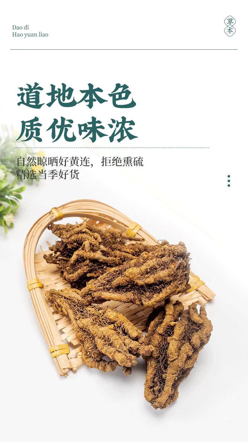 Sichuan Coptis Root Slices Huang Lian 500g Dried Chinese Herb for Decoction and Culinary Use quality and texture