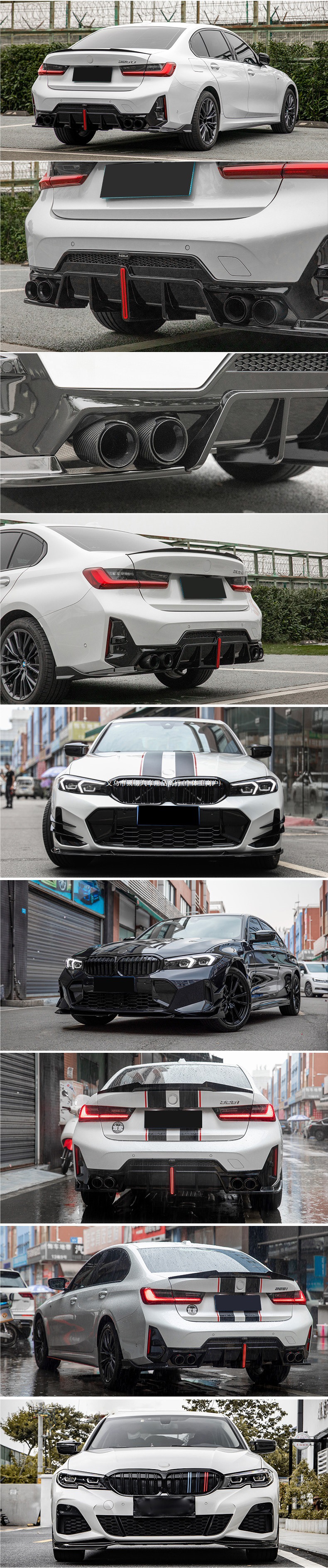 Suitable for BMW New 3 Series, including front lip, rear lip, and carbon fiber front grille, as well as the Black Warrior M340 MP Night Edition body kit