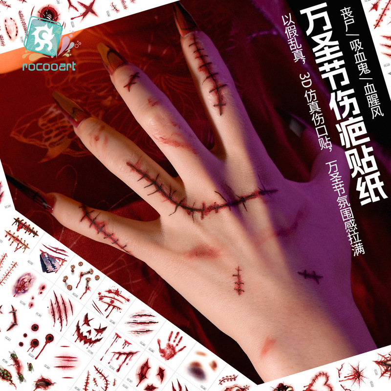 Cross-border Halloween Scar Tattoo Sticker Set, Horror Bloody Wound Masquerade Stickers, Can be Reshipped with Private Labeling Cross-border Halloween Scar Tattoo Sticker Set, Horror Bloody Wound Masquerade Stickers, Can be Reshipped with Private Labeling