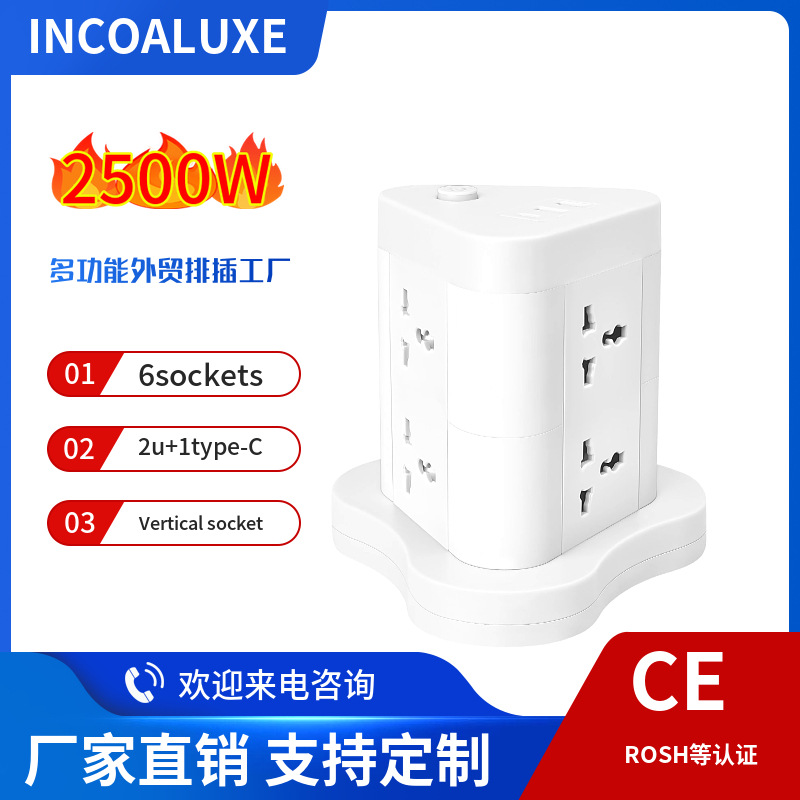排插多孔位设计带儿童保护门防雷防浪涌多国认证防雷击USB充电