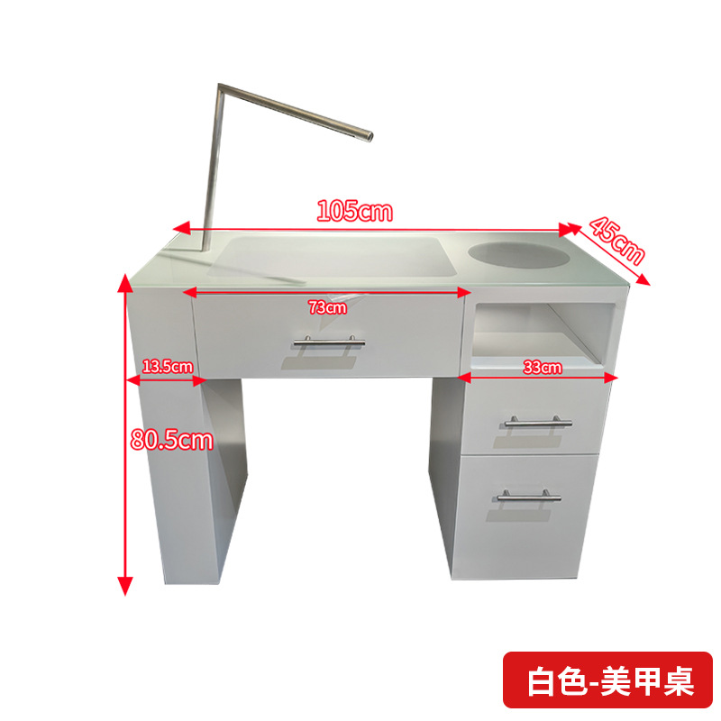 Mesa de manicuras con lámpara, mesa de manicuras blanca con cajón, mesa de manicuras de madera maciza, mesa de manicuras simple