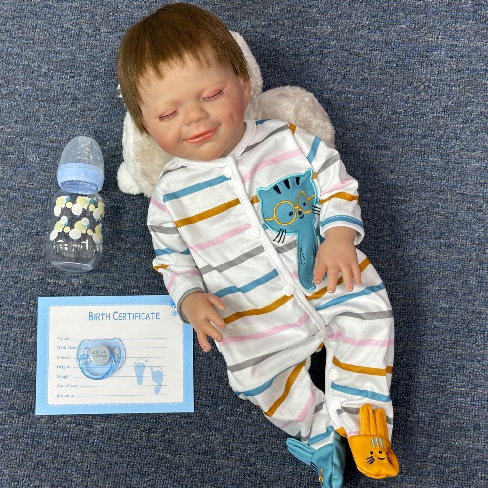 Muñeca reborn de 46 cm con venas y músculos visibles, suministro transfronterizo de muñecas bebé, dropshipping disponible.