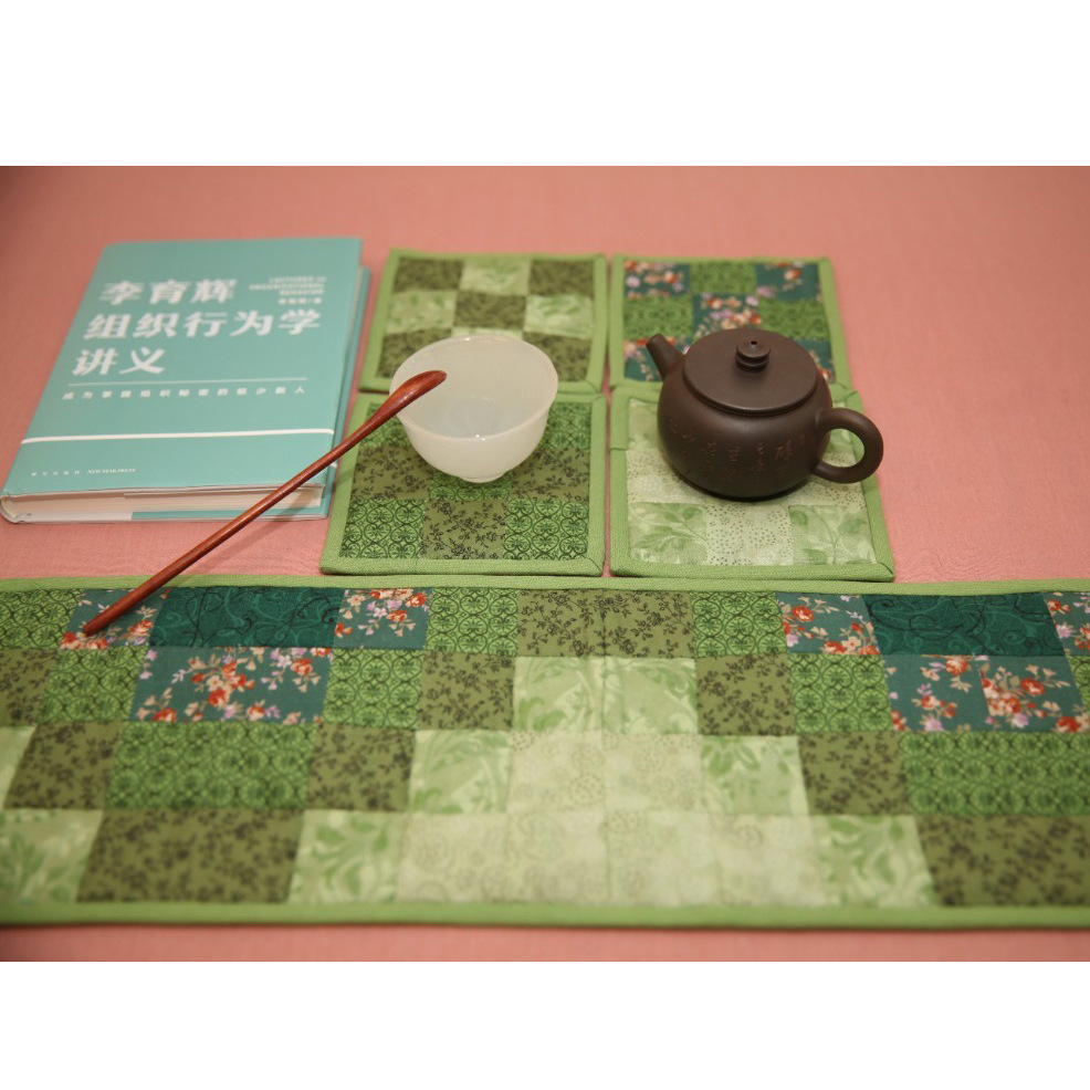 Primer paño teñido estera de té hecho a mano DIY patchwork corredor de mesa bordado Lu bordado estera de la placa de té Zen camino de mesa té arte de la vendimia toalla de té