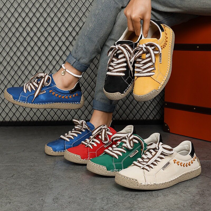 Giày vải canvas unisex cổ thấp đế bằng mũi tròn, phong cách retro thoáng khí chống trượt — 9013 màu vàng, 9013 màu xanh dương, 9013 màu xanh lá cây, 9013 màu đen chi tiết 2
