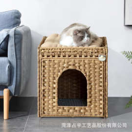 跨境编织猫窝半封闭式四季通用宠物窝狗狗房子家用猫爬架猫舍狗窝
