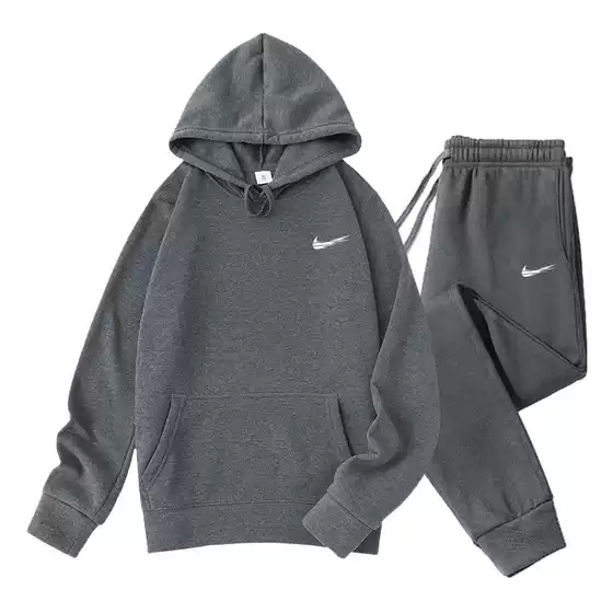 Cross-border European and American Leisure Sports Men's Sweat suit Autumn and Winter fleece-lined Fashion Brand Foreign Trade Sweat Pants Two-piece Set