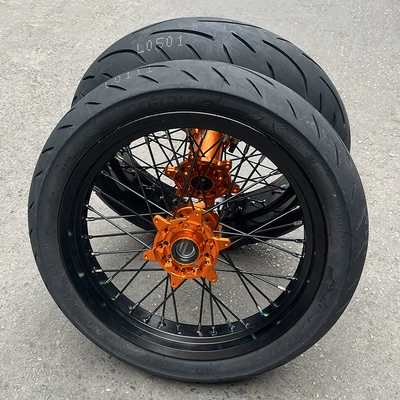 KTM Xinyuan X2X Kvis K16 K18 constant ship off-road motorcycle sliding tire aluminum alloy wheel rim assembly (Motorcycle wheel hub) - orange-110-7080-17150-60-17