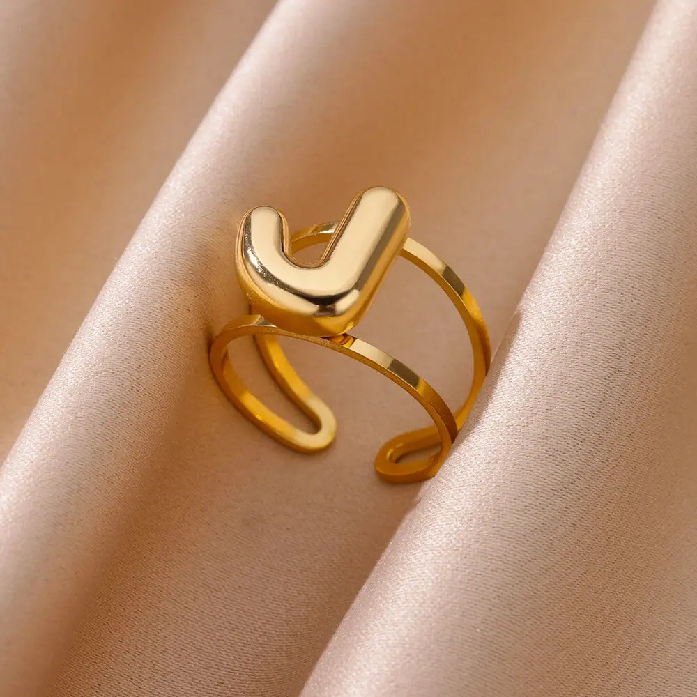 9g Weight 0.03µm-0.05µm Gold Plating Thickness PVD Coated Gold Plating Process Real Gold Plated Plating Material Stone-Free Inlay Material Open Rings Classification 1 Piece Quantity Casual, Daily Occasion 304 Stainless Steel Material Letter Pattern All Seasons Season Unisex Gender Simple Style Style Waterproof Non Tarnish, Plating Craft PVD Coated Real Gold Plated Letter 304 Stainless Steel Simple Style Waterproof Non Tarnish Open Rings 2