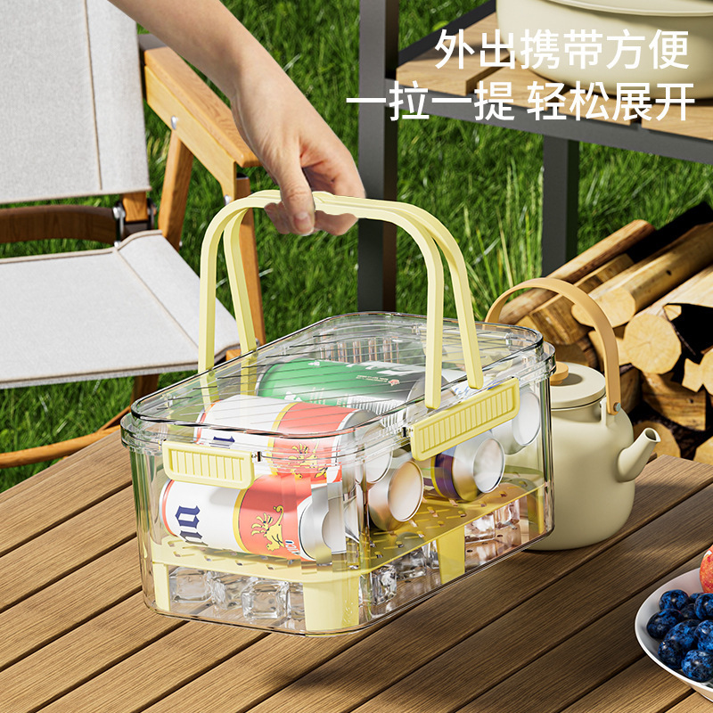 屋外ポータブル密封鮮度保持ボックス家庭用食品グレードの蓋付き収納バスケットキャンプ折りたたみ式収納ボックス|undefined