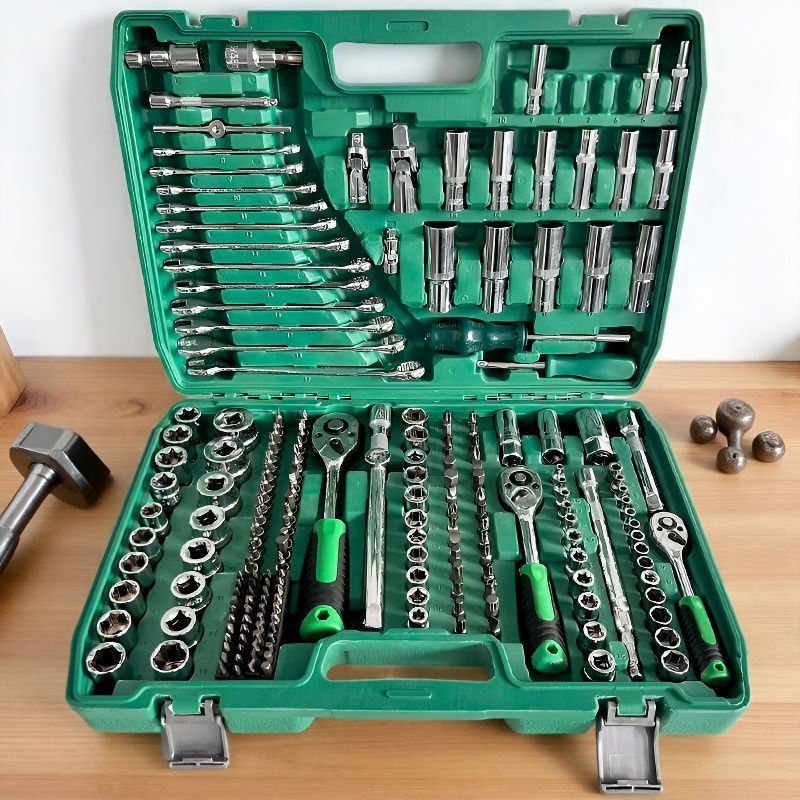 Juego completo de llaves de tubo, caja de herramientas extendida para reparación de automóviles, juego completo de 151 piezas de llaves combinadas 216