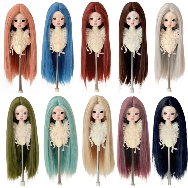 346 Points Bjd Ye Luoliwa Uses Hair Accessories Small Ragdoll Soft Silk Medium Parted Long Straight Hair to Dress up Wig